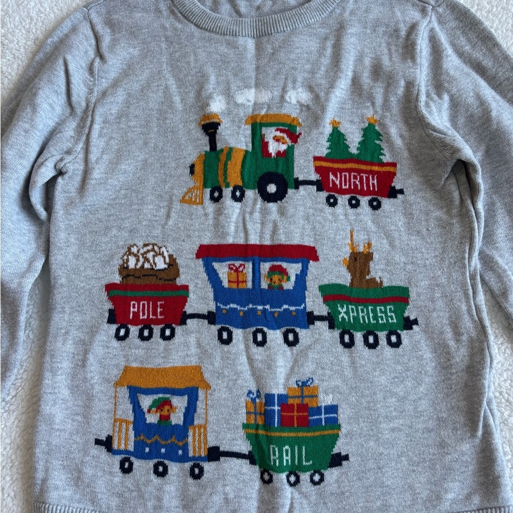 H&M Gray Holiday Train Sweatshirt